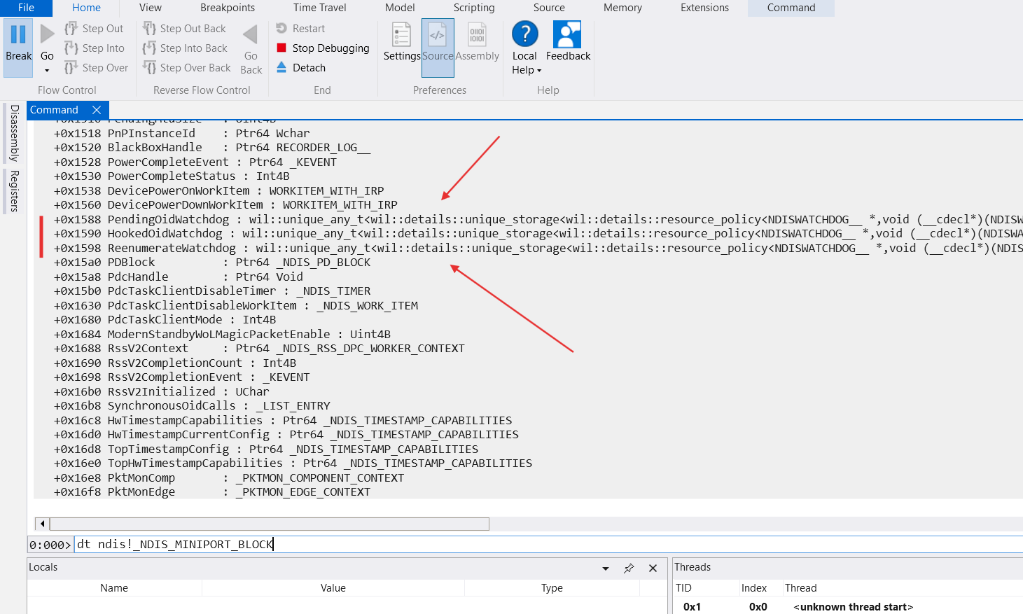dt ndis!_NDIS_MINIPORT_BLOCK